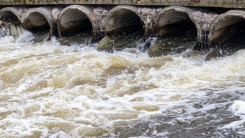 Stormwater Drains with brown water going into them