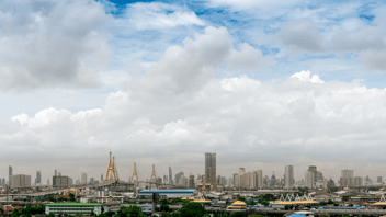 aerial shot of air quality of city